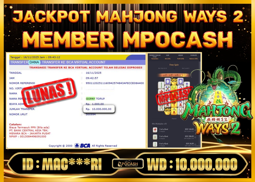 MPOCASH JACKPOT MAHJONG WAYS 2